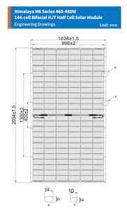 Huasun HJT M6-144-DS 460W 465W 470W 475W 480W 144 celle Paneles bifacciali Solares mezza cella Pannelli Pannello Solare - Product Image 2