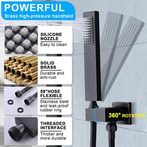 Sistema de ducha de lluvia, cabezal de ducha termostático de cuerpo completo de 16 pulgadas, grifo mezclador de latón, válvula desviadora de Ducha - Product Image 6