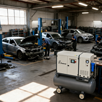 Compresseur d'air industriel à vis Panrui, portable, 220V, 7.5KW, silencieux, pour usage automobile, vente en gros, 10HP avec sécheur et réservoir de gaz, certifié CE