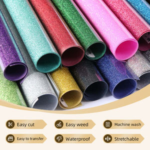 Grosir mudah gulma panas vinil <span class=keywords><strong>Glitter</strong></span> HTV kaus <span class=keywords><strong>Glitter</strong></span> Transfer panas vinil PU Film untuk pakaian - Product Image 4