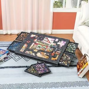 <b>6</b> in 1 Decorative Puzzle Board Tiltable Desk <b>Drawers</b> Holds 1000pcs Home Decor Educational Storage Organizer - Product Image 2