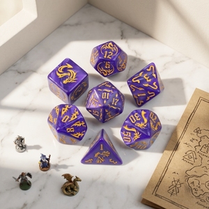 Dragon Pattern Marble Pearl Multicolor 7pcs Polyhedral Dice Set for RPG DND Tabletop Game - Product Image 3