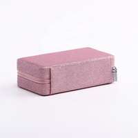 Miroir boîte à bijoux fait à la main en cuir Rectangle rose femmes filles velours doublure cadeau voyage étui à bijoux