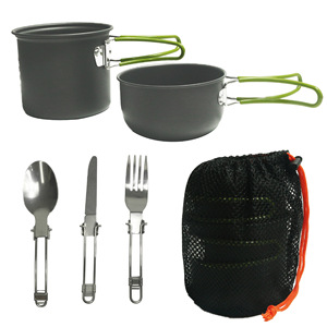 Juego de Utensilios de Cocina para Exteriores, para 1-2 Personas, Ligero, Antiadherente, Olla Portátil para Camping con Vajilla, DS-101 - Product Image 5