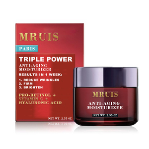 Crème pour le visage anti-âge triple effet contient <span class=keywords><strong>de</strong></span> l'<span class=keywords><strong>acide</strong></span> <span class=keywords><strong>hyaluronique</strong></span> <span class=keywords><strong>et</strong></span> <span class=keywords><strong>de</strong></span> la <span class=keywords><strong>vitamine</strong></span> <span class=keywords><strong>C</strong></span> réduire les rides raffermir éclaircir la peau MRUIS - Product Image 1