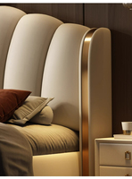 Meubles de chambre à coucher modernes de luxe rangement multifonctionnel en cuir tissu message tatami king size lits en bois à bon prix