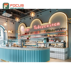 <b>Compact</b> Coffee Display Cabinet Black Walnut Finish Coffee Bean Display Area Roastery Display Cabinet - Product Image 5