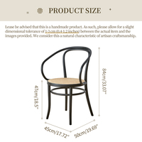 Fauteuil en rotin courbé en bois massif de style Thonet en gros avec siège en cannage pour meubles de salle à manger et de café