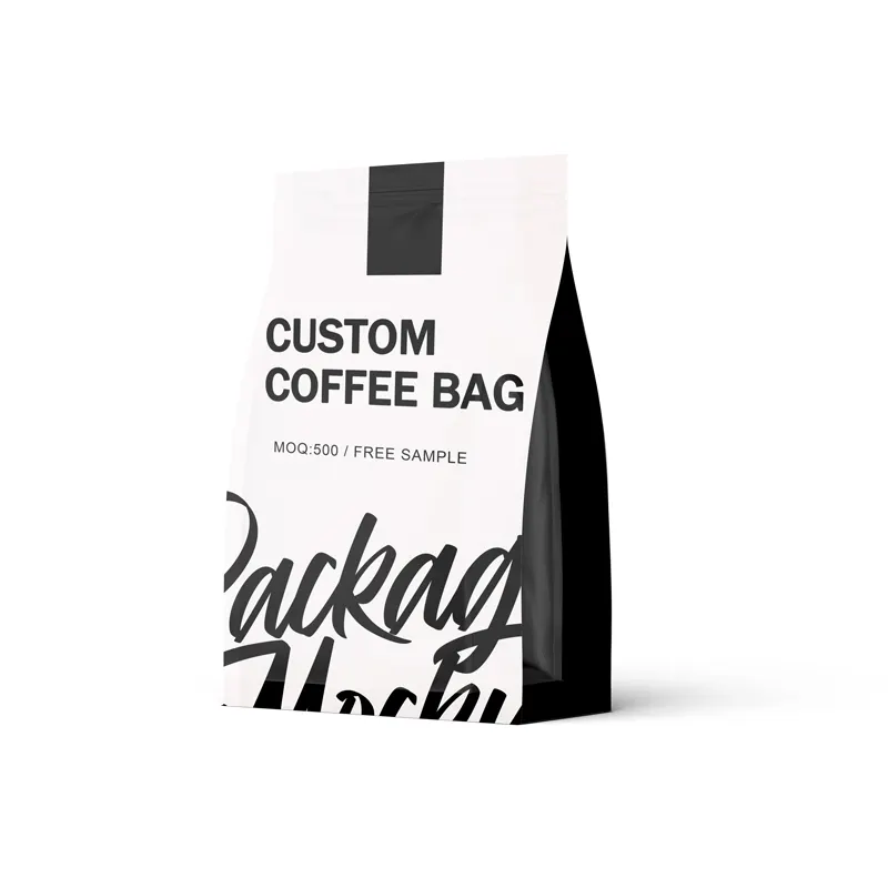 Custom Gedrukt Composteerbaar Lege Koffie Zakken Voedsel Verpakking Acht Side Verzegelde Koffie Zakken