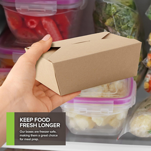 Contenedor de almuerzo desechable de alta calidad, caja de paquete corrugado con logotipo personalizado de cartón de papel Kraft de calidad para almacenamiento de alimentos - Product Image 5