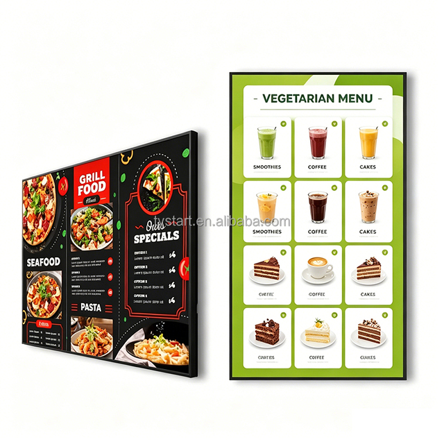 Tystart Digital Menu Boards Wall Mounted LCD Advertising Display Android Digital Signage FHD Screen Edge-Lit LED Backlight