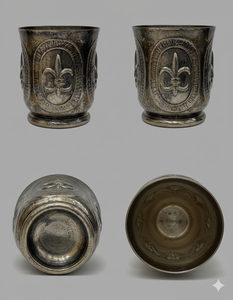 Copa de Trofeo de Cristal Vintage con Emblema de Flor-de-Lis, Recubierta en Plata, para Eventos Deportivos y Exhibición Decorativa - Product Image 1