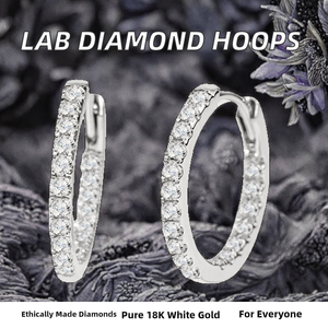 Pendientes de Aro de Oro Blanco de 18K Clásicos Unisex con Diamantes Cultivados en Laboratorio de Corte Redondo de 1.8mm DEF VS HPHT con Certificación IGI - Product Image 2