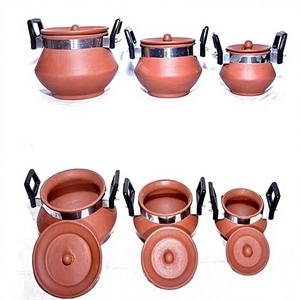 Round <b>Clay</b> Dinnerware <b>Set</b> with Handle Eco-Friendly & Reusable Country Style - Product Image 1