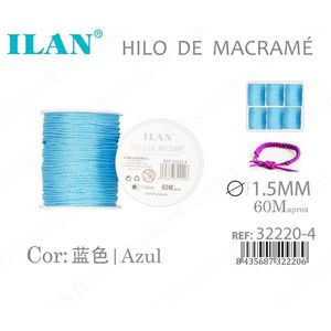 Filo per macramè Ilan 1,5 mm 60 m colore blu per lavori artigianali - Product Image 3