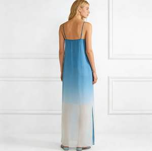 Robe longue unie ALBBIA013 pour femme avec taille naturelle, en tissu tissé, bretelles spaghetti, coupe ample pour l'été - Product Image 2