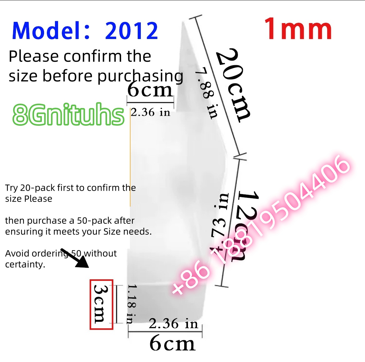 Panneau autocollant blanc 20 * 12 CM + 6 * 3 CM 1 MM