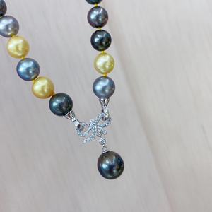 Nouveau design de produit Perles d'or naturelles Perles noires Perles blanches Long collier 7-11 mm Longueur 78 cm Livré avec boîte cadeau - Product Image 3