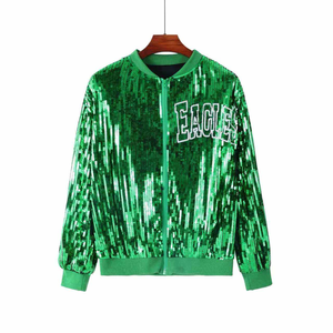 Stock Wholesale Custom Football Philadelphia Eagle <strong>Green</strong> Game Day Sports Glitter Jersey Eagles <strong>Sequin</strong> <strong>Jackets</strong> Coat Women <strong>Jacket</strong> - Product Image 2