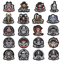 Patchs brodés à thermocoller style rétro sombre, nautique, viking, barbares, pirates des Caraïbes, crânes pour moto et punk