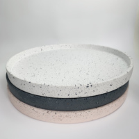 Plateau rond sur mesure de 14,5 pouces, grand plateau de service et de rangement en pierre écologique, béton, terrazzo, décoration