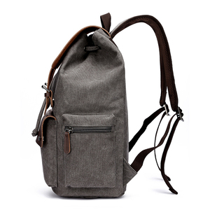 Low MOQ Wholesale Vintage Canvas Laptop Unisex Casual Daypack Men Women Student School College Travel Bag Backpack Rucksack - Product Image 3