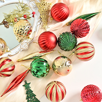 Nouvel ensemble de boules de Noël en plastique incassables et réutilisables, décorées par électroplacage, pour suspendre à l'arbre