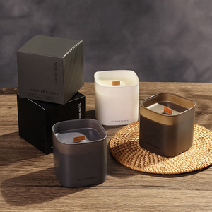 Vente en gros, pot en verre fait à la main, cire de soja, bougies parfumées <span class=keywords><strong>Woodwick</strong></span>, motif floral, huile naturelle, décoration d'intérieur, mariage, noël - Product Image 1