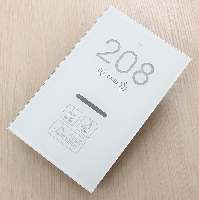 Дверной звонок из закаленного стекла со встроенным электронным замком и функцией состояния комнаты