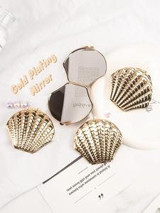 Vintage vỏ vàng hai mặt gương trang điểm nhỏ gọn tinh tế công cụ làm đẹp mỹ phẩm cá nhân - Product Image 2