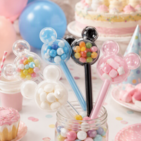 Soporte de plástico transparente con forma de cabeza de Mickey para piruletas, tubo para dulces con palo para fiestas infantiles, bodas, regalos, recuerdos, venta al por mayor