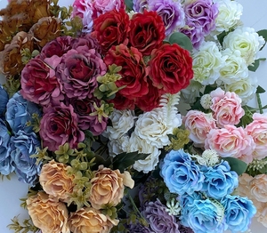 Décoration de la maison fête église événement mariage fête Banquet table de mariage saint valentin cadeau 7 têtes artificielle romaine <span class=keywords><strong>Rose</strong></span> fleur - Product Image 5
