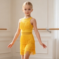 Robe de danse latine pour filles, avec strass, franges, sans manches, costume de bal pour la compétition de Cha Cha Samba Rumba
