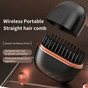 0728 Fast Heating Rechargeable Hair Brush Frizz Control Cordless <b>Hot</b> <b>Comb</b> 3-level Temperature Compact Mini Straightener - Product Image 1