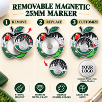 Marqueur de balle de golf magnétique en émail avec marqueur central amovible, design double face pour souvenirs de golf