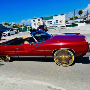 Rines de Alambre Lowrider de 22 Pulgadas en Oro Brillante con Tapas Personalizadas con Logotipo, Precio de Fábrica, Rines de Alambre Forjados en Oro de 26 Pulgadas - Product Image 1