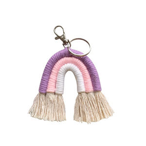 LLavero de adorno de arcoíris de nube tejida a mano, llavero bohemio de algodón de alta calidad con borlas, colgante de arcoíris, novedad - Product Image 2