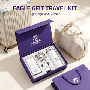 Ensemble cadeau promotionnel d'entreprise personnalisé avec logo imprimé, comprenant une tasse isotherme, un ventilateur pliable et une batterie externe, idéal pour les cadeaux de retraite - Product Image 3