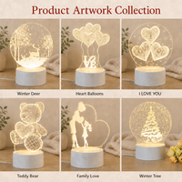 Lampe de nuit LED à illusion d'optique 3D, acrylique, alimentée par USB, blanc chaud, décoration de chambre d'enfant, motif personnalisé, OEM, vente en gros