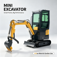 Mini-excavatrice de 1,2 tonne avec moteur Kubota, excavatrice diesel de 2 tonnes, cabine fermée, climatisation, attache rapide hydraulique, petite taille