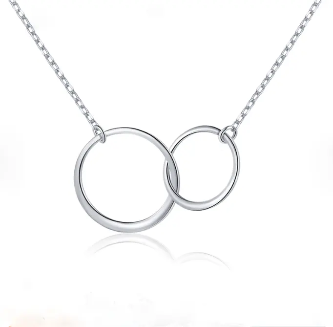 wholesale stock 925 sterling silver 2, 3, 4 ,5 flat interlock circle necklaces gifts for christmas