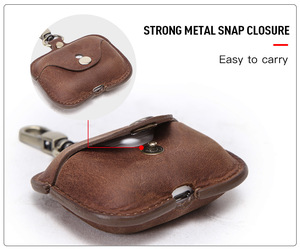 Housse de protection vintage en cuir véritable Anti-perte étui pour écouteurs pour <span class=keywords><strong>Airpods</strong></span> <span class=keywords><strong>Pro</strong></span> 1 <span class=keywords><strong>2</strong></span> avec porte-clés - Product Image 4
