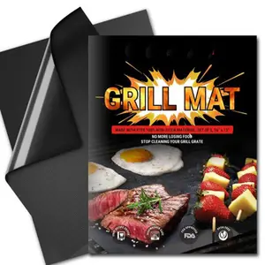 Reusble PTFE BBQ Grill Mat Nero Non-stick BBQ Stuoia di Cottura Resistente Al Calore Fodera del Forno