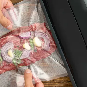 Retort-sellador de vacío para congelador de alimentos, almacenamiento de impresión resellable, embalaje transparente, bolsa de vacío de plástico personalizada