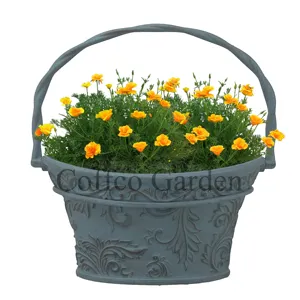Arabesque Designs Hand Basket Flowerpots 11 Inch Plastic Crafts Planters Indoor and Outdoor Pots for Plants Decor Vases Vintage