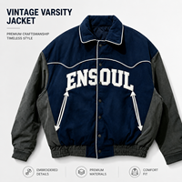 Blouson d'entraînement oversize color block pour homme, en velours côtelé avec doublure matelassée, style baseball, broderie appliquée personnalisée, type bomber
