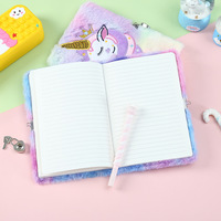 Nouveau carnet de notes pour enfants avec serrure, motif licorne de dessin animé, format A5, ligné, cadeau pour petite fille