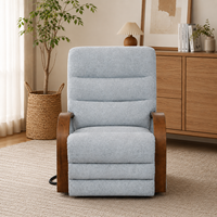 Fauteuil inclinable électrique en tissu avec accoudoirs en bois pour personnes âgées, handicapées ou en soins infirmiers