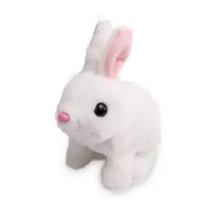 Vente en gros de jouets en peluche lapin électrique marchant et secouant les oreilles avec son pour lapin jouets en peluche enfant