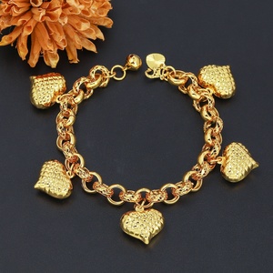 JXX Venta al por Mayor de Cadenas de Latón Chapadas en Oro de 24k con Dijes en Forma de Corazón para la Fabricación de Joyería y Pulseras Unisex de Moda - Product Image 6
